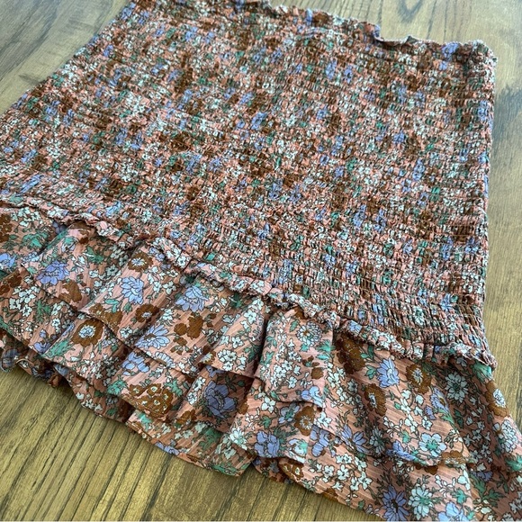 Veronica Beard Melodie Smocked Skirt Size 6 Cotton Floral Ruffle Mini Spring - Picture 5 of 11